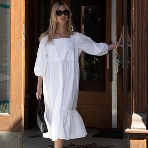 OAK+FORT Black Tiered Cotton Midi Dress